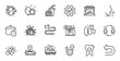© blankstock - Outline set of Love gift, Travel path and Market line icons for web application. Talk, information, delivery truck outline icon. Include Boiling pan, Outsourcing, Workflow icons. Vector