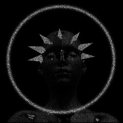 Aufkleber - Vector 3D illustration of a bald woman with a halo made of particles.