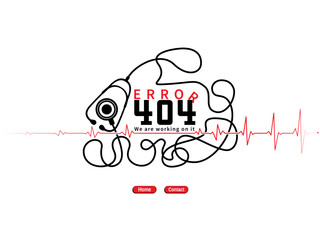 Wall Mural - Error 404 medical healthcare webpage design with heart rate, stethoscope vector. Webpage not working warning sign to use in programming, web development, webpage error, mobile app design projects. 