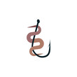 worm on hook icon fishing logo vector