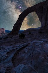 Poster - Mesmerizing vertical shot of the starry night sky over the desert - great for a wallpaper