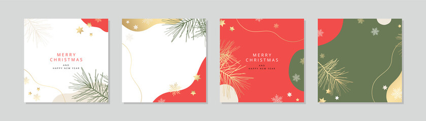 Winter holidays square template. Minimal backgrounds. Christmas frame for social media post. Vector illustration for greeting card, poster, mobile apps, banner and online advertisingnt