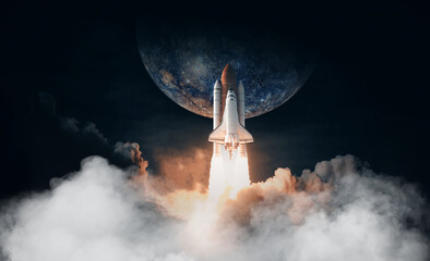 Wall Mural - space shuttle takes off to mercury. elements of this image furnished by nasa.
