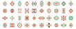 © Tartila - Aztec ethnic motif. Native american geometric pattern, colored mexican tribal art elements for logo tattoo fabric design. Vector isolated set