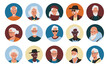 © Tartila - Senior people avatars. Cartoon older characters round icons, happy aged men women faces, pensioner portraits for social media. Vector isolated set