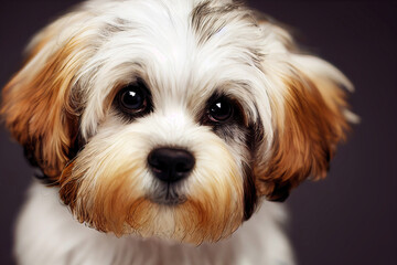 Sticker - Portrait of cute havanese dog puppy in studio setting