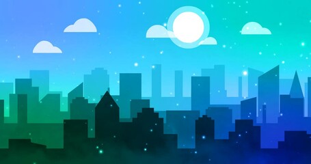 Wall Mural - blue urban background animation