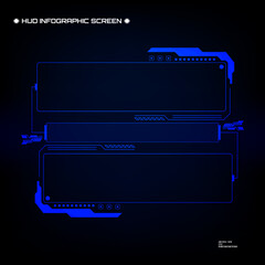 Poster - HUD Futuristic Infographic Screen Frame Element. Abstract Virtual Control Panel Layout For Text Information, UI, Game Vector Template Design.