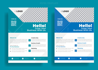 Wall Mural - Corporate business flyer template with blue geometric shapes, Poster flyer pamphlet brochure cover design layout space for photo background, vector illustration template, Creative modern vector flier.