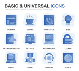 Aufkleber - Modern Set Basic Gradient Flat Icons for Website and Mobile Apps. Contains such Icons as Location, Briefcase, Lamp, Support, Business, Award. Conceptual color flat icon. Vector pictogram pack.