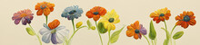 Banner With Flowers For Celebrations, Invitations, Pages Or Cards, Digital Art