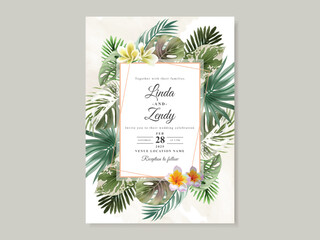 Wall Mural - exotic floral tropical wedding invitation card