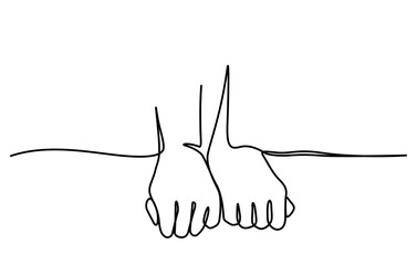 Wall Mural - one line drawing of couple hands together illustration for card,decoration, website, web, mobile app, printing, banner, logo, poster design, etc.