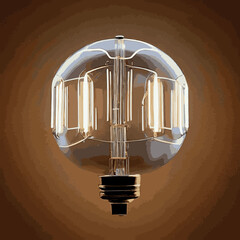 Wall Mural - Vector image of a light bulb. Realistic 3d object on transparent background. The effect of light. A symbol of creativity and ideas.