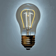 Wall Mural - Vector image of a light bulb. Realistic 3d object on transparent background. The effect of light. A symbol of creativity and ideas.