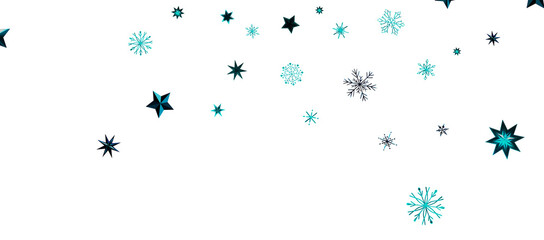 Snowflakes and bokeh lights on the blue Merry Christmas background. 3D render