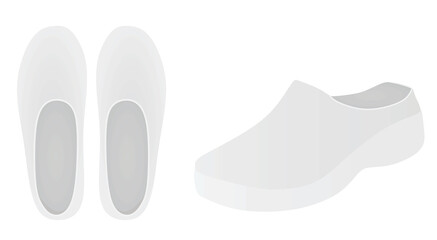 Sticker - White clogs shoes. vector illustration