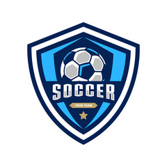 Wall Mural - soccer Logo or football logo club sign Badge. Football logo with shield background vector design