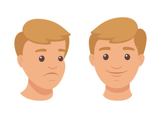 Face of Handsome Man Character Demonstrating Emotion Vector Set