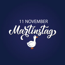 German Traditional Celebration on November 11 - Martinstag (St. Martin's Day). Set of three card with chestnuts and handwritten text. Hand lettering typography. Modern brush calligraphy, vector