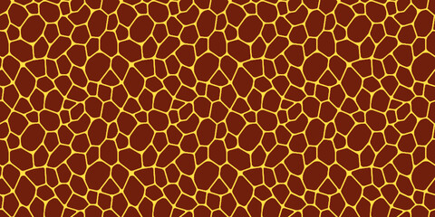 Wall Mural - Animal skin vector seamless pattern. Brown leather geometric template texture. Voronoi repeated backdrop for textile, fabric and interior designs. line polygonal cells wallpaper