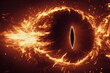 Concept art illustration of all seeing eye of Sauron from Lord of the Rings novel