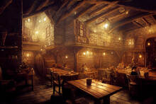 Concept Art Illustration Of Medieval Tavern