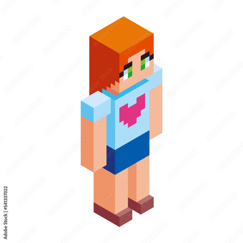 Isolated girl minecraft vector illustration Stock Vector | Adobe Stock