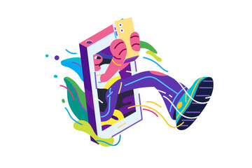 Interesting Online World Connection Vector illustration