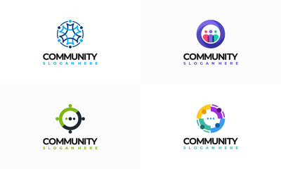 Wall Mural - Set of Colorful People community logo template designs vector illustration