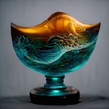 Abstract Glass Sculpture Bowl
