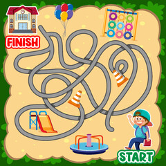 Wall Mural - Maze game template for kids