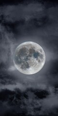 Sticker - Scenic view of the full moon in the starry cloudy sky