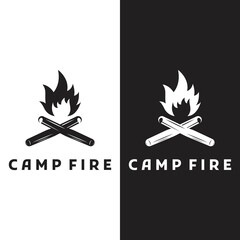 Canvas Print - Creative design of bonfire logo template with vintage wood and fire concept for business, camping and adventure.