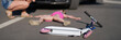 © H_Ko - Girl with scooter hit on road by car, eyewitness worry for child, road accident
