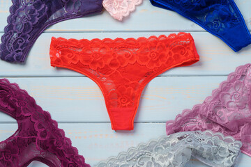 Wall Mural - Women's panties set collection for background, top view