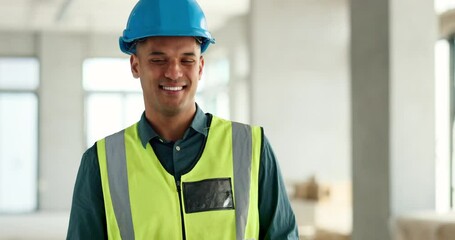 Wall Mural - Leadership, smile or happy construction worker portrait for management or engineering success in construction site. Logistics, leader or engineering manager in safety helmet or vision for development