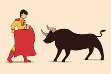Vector Bullfighter. Bull Fighting Concept Design Flat Isolated Illustration
