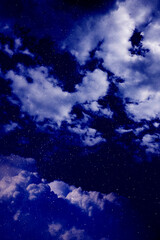 Wall Mural - Beautiful view of night sky with clouds and stars