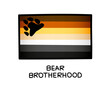 © chekart - The flag of the bear brotherhood. A colorful logo of one of the LGBT flags. Brown, orange, yellow, white, gray and black brush strokes drawn by hand. Black outline.