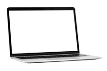 Modern Laptop Computer On The Tabl On The White Background
