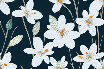 Sticker - Spring flowers print. Seamless floral pattern. Plant design for fabric, cloth design, covers, manufacturing, wallpapers, print, gift wrap and scrapbooking.