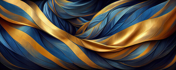 Wall Mural - panorama header with abstract organic lines and shapes, ukraine flag colors as wallpaper