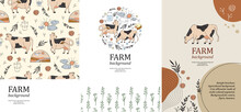 Sample Brochure. Agricultural Background. Cows, Milk Can, Sun, Clouds And Flowers.