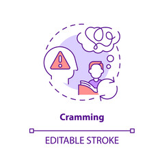 Wall Mural - Cramming concept icon. Ineffective learning. Overload mind. Exam preparation abstract idea thin line illustration. Isolated outline drawing. Editable stroke. Arial, Myriad Pro-Bold fonts used