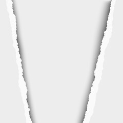 Wall Mural - Torn, snatched vertical window in sheet of white paper.