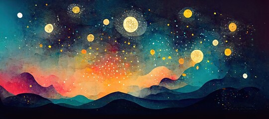 starry night watercolor style