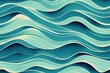 Seamless Wave Pattern, Hand drawn water sea modern background. Wavy beach brush stroke, curly grunge paint lines, watercolor illustration