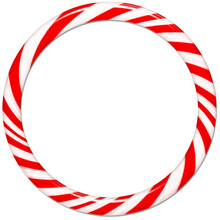 Christmas Candy Cane Wreath In Round Shape, Realistic , Isolated.