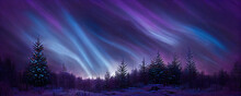 Fantasy Winter Landscape With Northern Light As Christmas Wallpaper Background